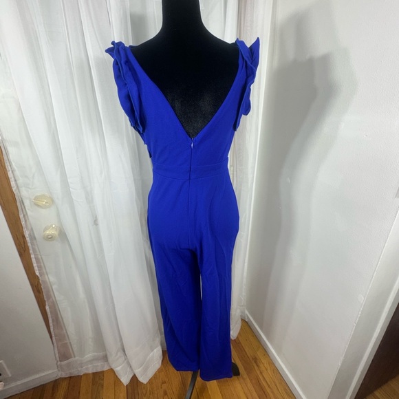 Elegant Blue Ruffled Jumpsuit - Picture 5 of 6